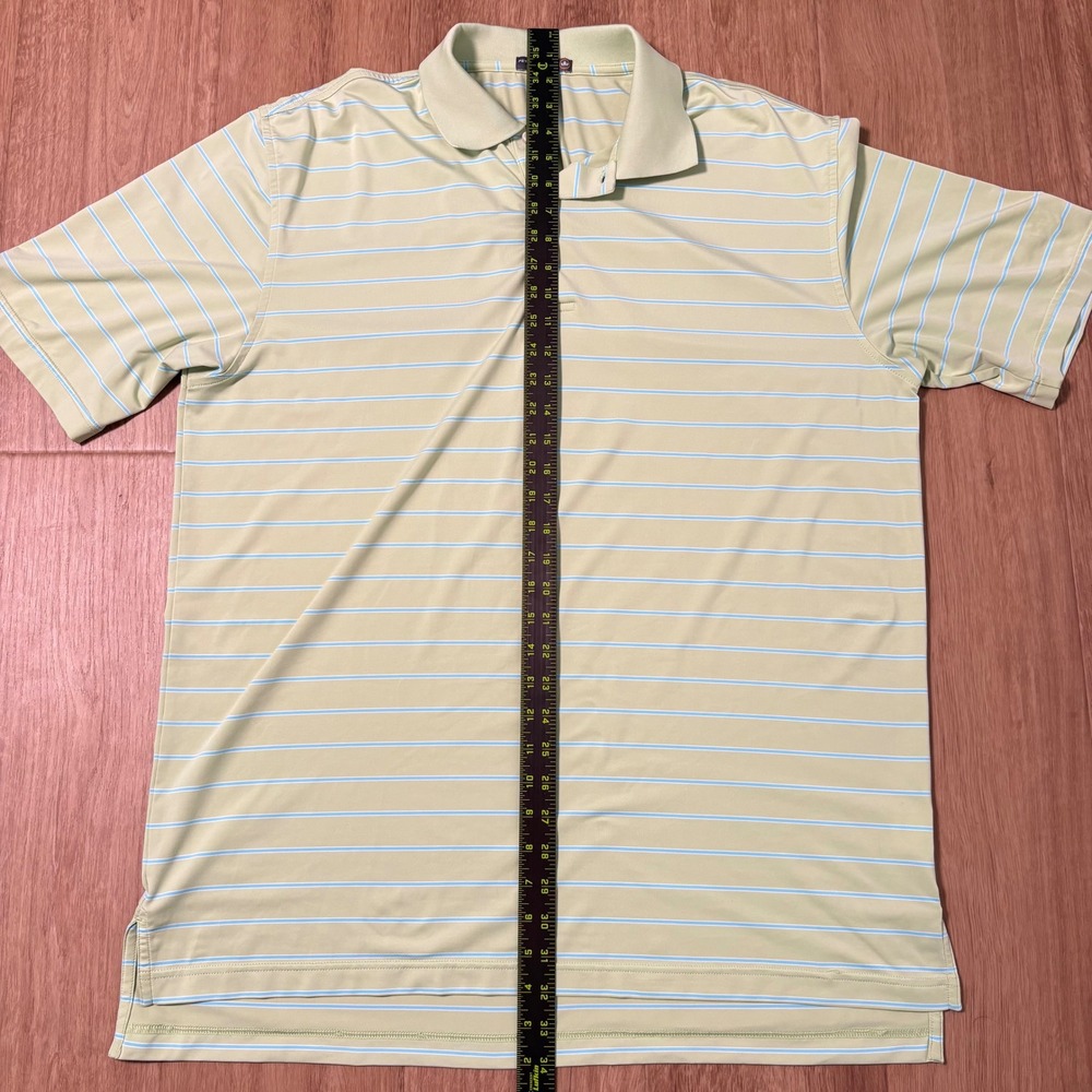 Peter Millar Summer Comfort Polo Shirt Mens Large Green Blue Striped Golf Top - Picture 8 of 8